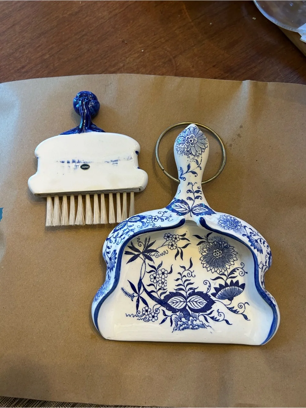 Vintage made in Japan  ceramic crumber/table crumb catcher dustpan and brush